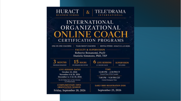 INTERNATIONAL ORGANIZATIONAL ONLINE COACH CERTIFICATION PROGRAMS: One-on-One Coaching • Team/Group Coaching • Mental Fitness HURACT’s P.L.A.N. Model